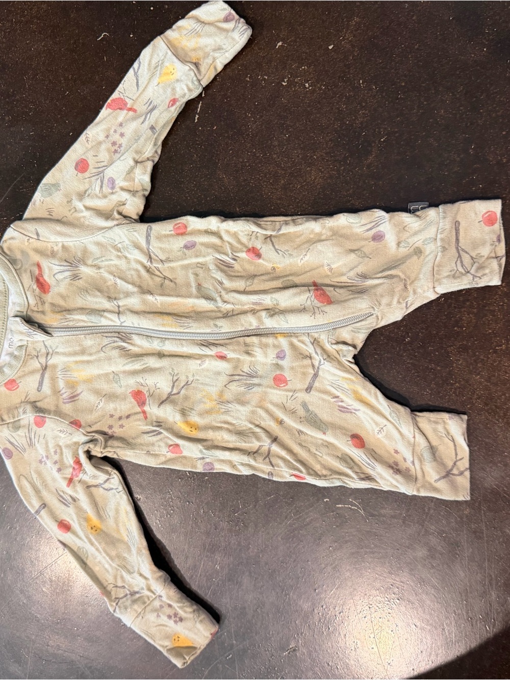 Bird & Fruit Print Zip One-Piece